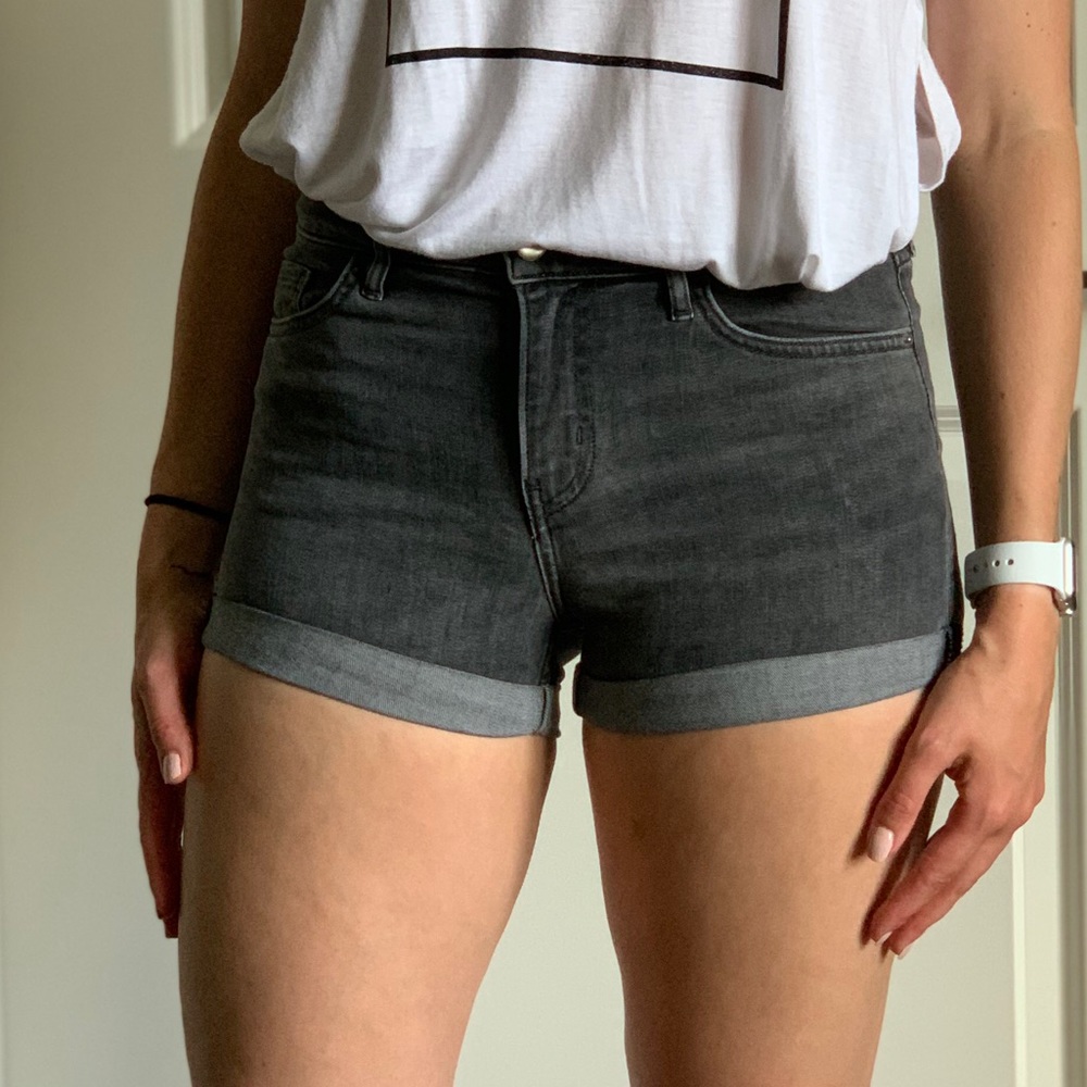 Stone Wash Denim Shorts